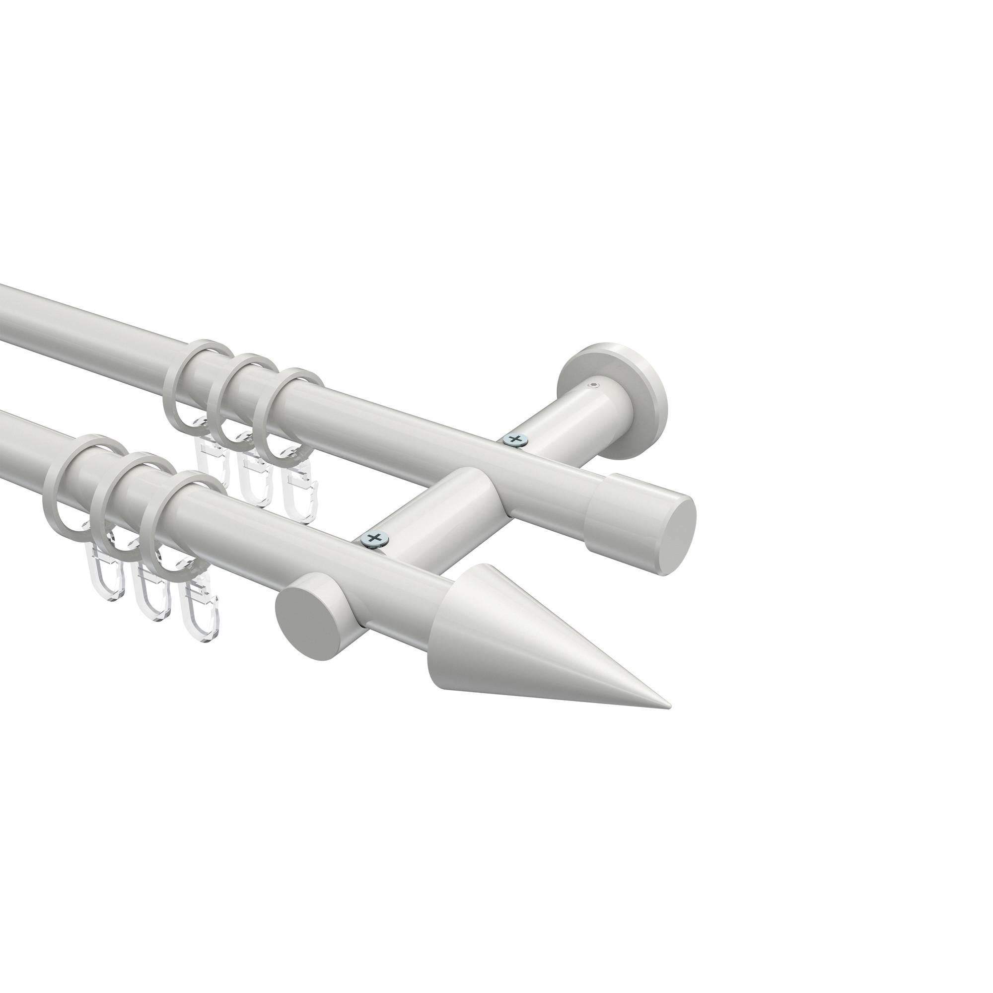 GARDINENSTANGE Platon Savio 260 cm (geteilt in 2 x 130 cm), 2-läufig, 20 mm Ø Weiß - Weiß, Metall (260cm) - INTERDECO