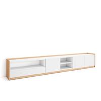 LOWBOARD, Weiß und Eiche Soft, 310/37/50cm - Weiß, Holzwerkstoff (310/50/37cm) - Skraut Home