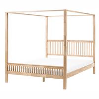 HIMMELBETT 180/200 cm Hellbraun Harfleur - Hellbraun, Holz (180/200cm) - Beliani