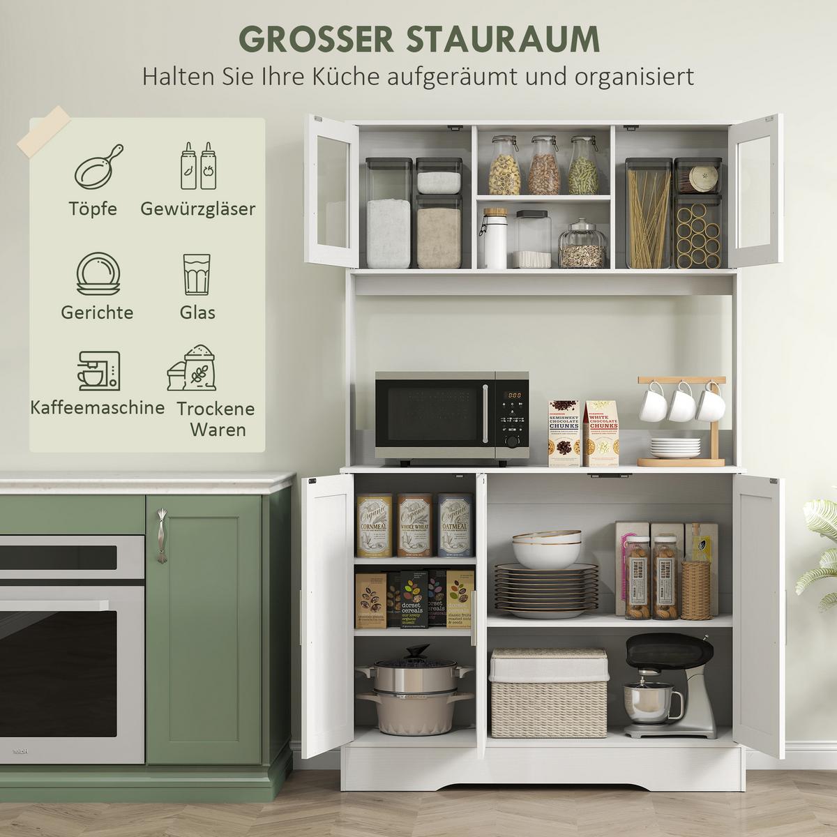KÜCHENSCHRANK Spanplatte MDF Weiß - Weiß, Holz (35/180/108cm) - HOMCOM