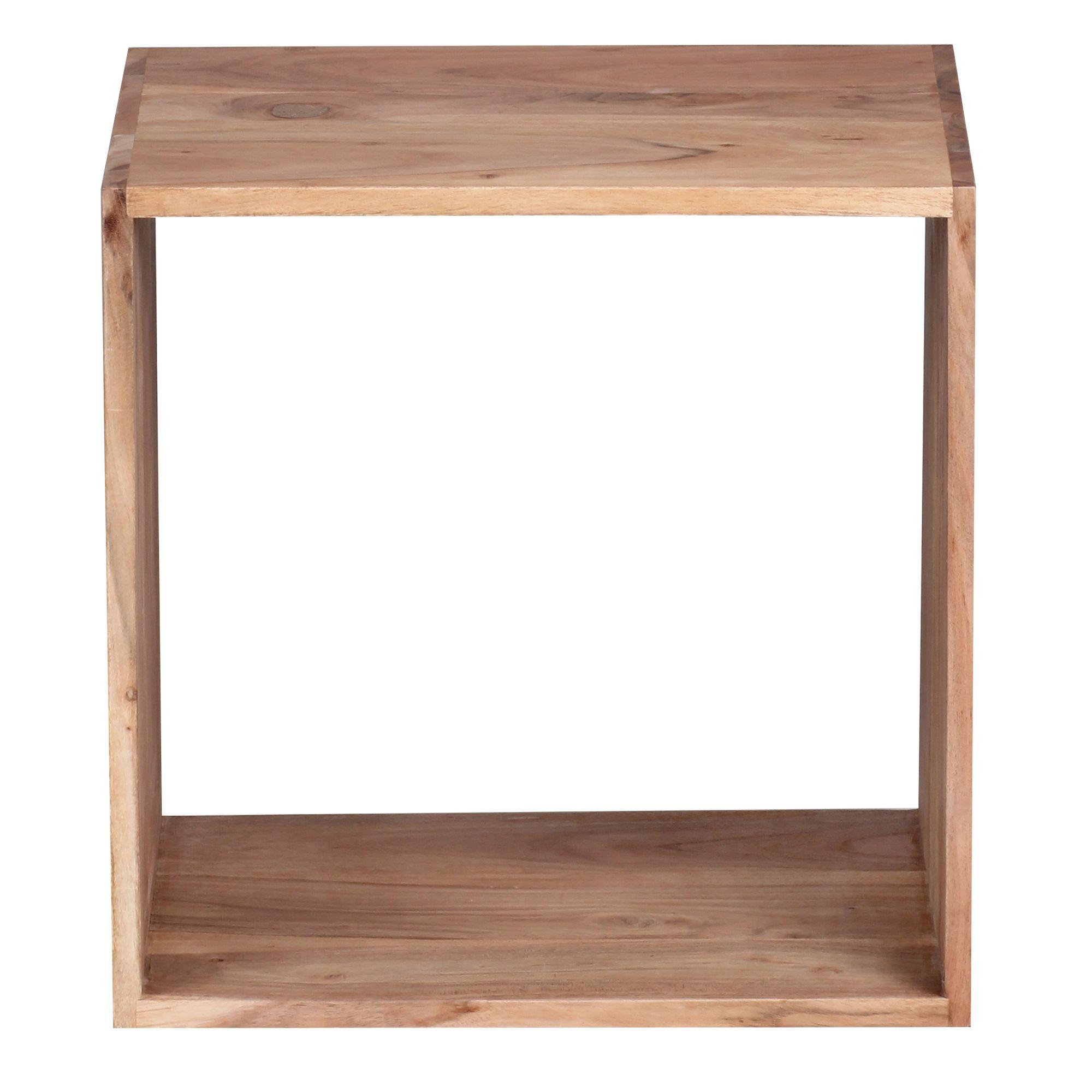 BEISTELLTISCH Massivholz Cube Regal Landhausstil MUMBAI, Akazie 33x43x43 cm - Braun/Akaziefarben, Holz (43/33/43cm) - KADIMA DESIGN