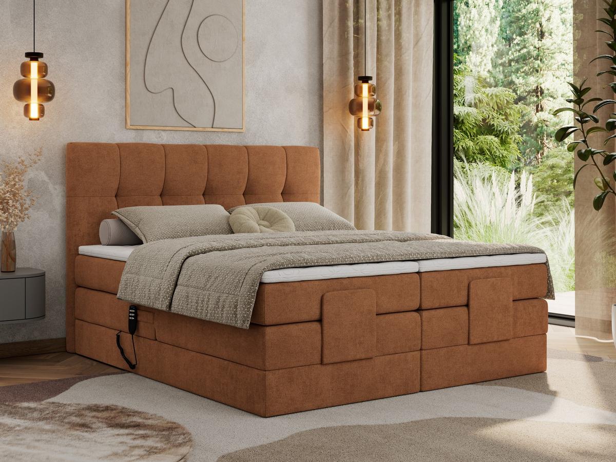 BOXBETT VITTORIA 200/200 - Orange Struktur - H3 - Orange, Holz/Textil (200/200cm) - MKS