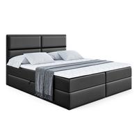 BOXBETT mit Matratze H4 und Lattenrost - AURA - 140x200 - H4 - Schwarz Hochglanz - Schwarz Hochglanz, Holzwerkstoff (140/200cm) - ALTDECOR