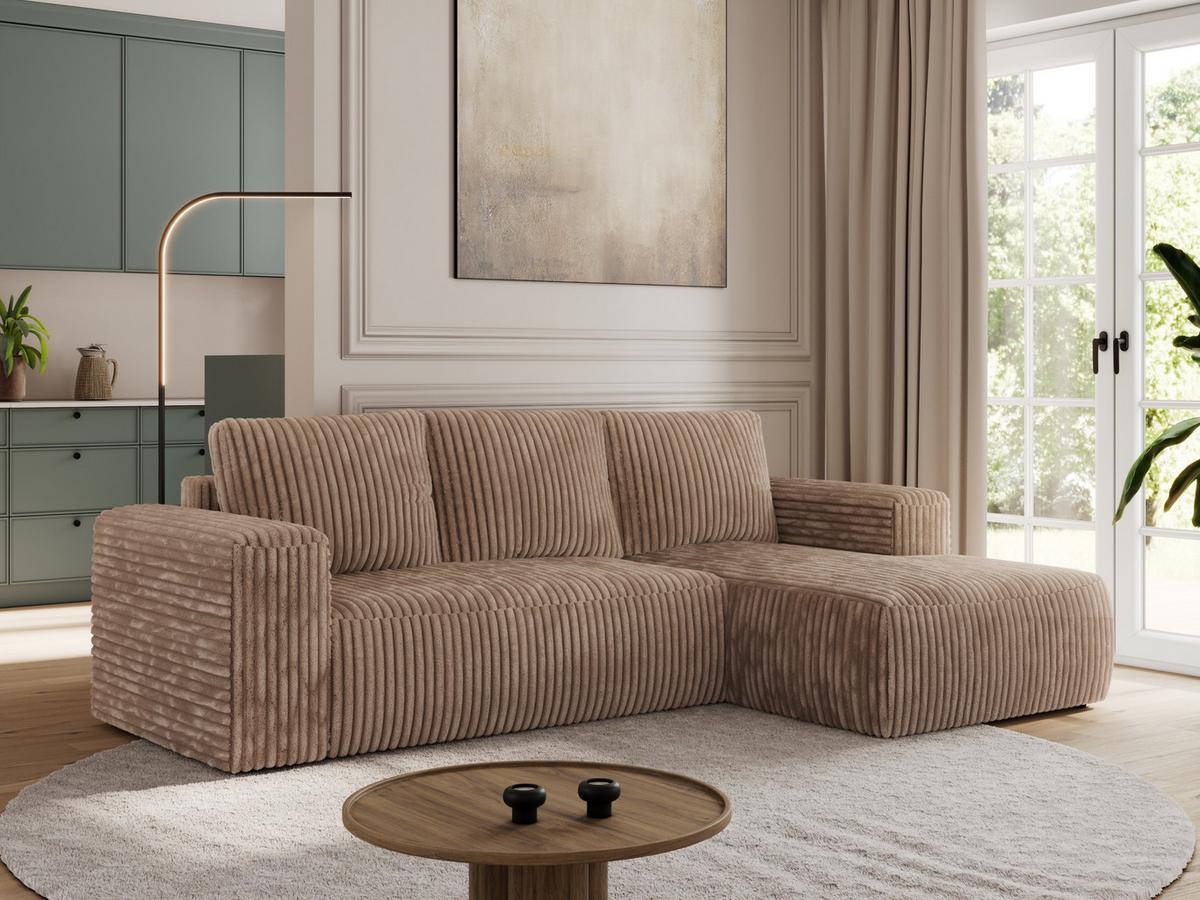 ECKSOFA TRENTINO L Braun Cord - Rechts - Schwarz/Braun, Kunststoff/Textil (164/266cm) - MKS
