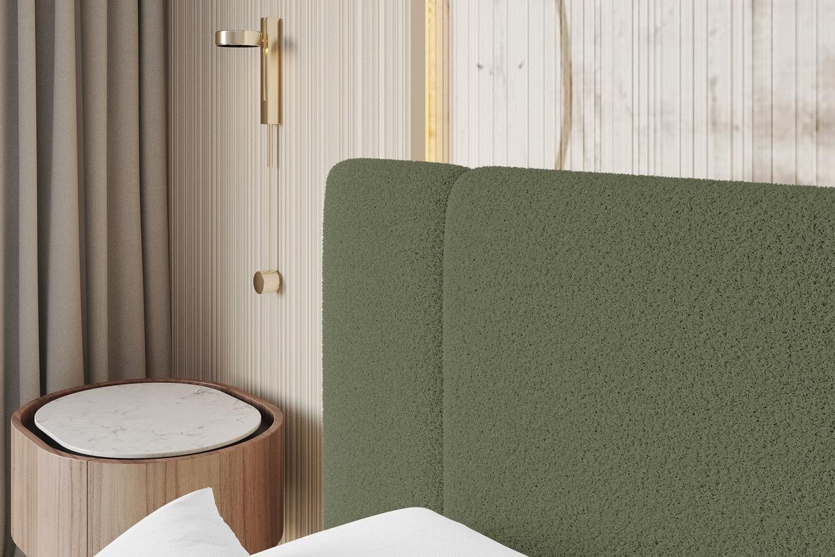 POLSTERBETT mit Bettkasten, Fußteil und Lattenrost, Bett mit Matratze H3/H4 - TEVO-Z 140x200 Grün - Olivgrün, Holzwerkstoff/Textil (140/200cm) - ALTDECOR