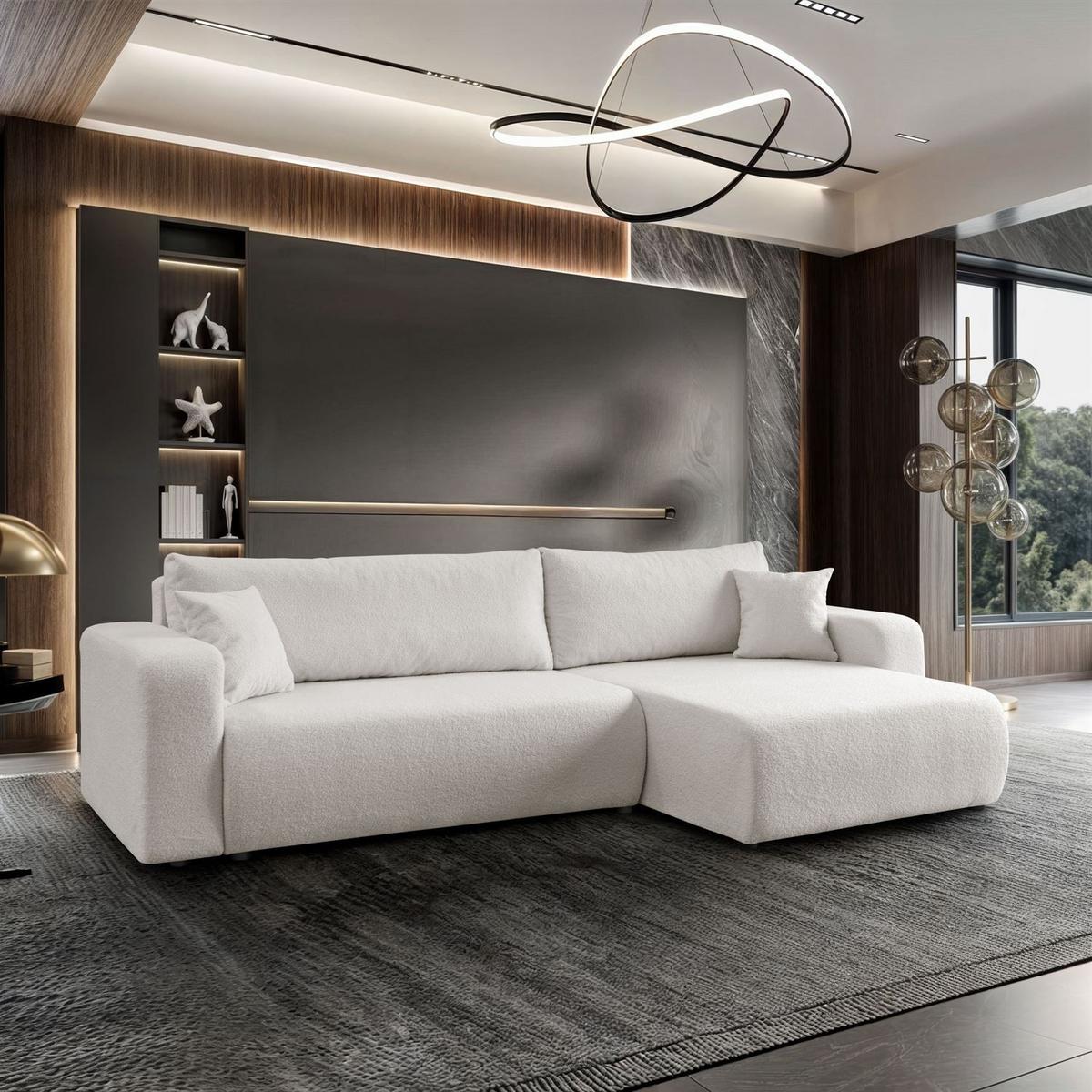 ECKSOFA VESPO XL mit Schlaffunktion und Bettzeugkasten - Ecru, Textil (267/143cm) - Lookway