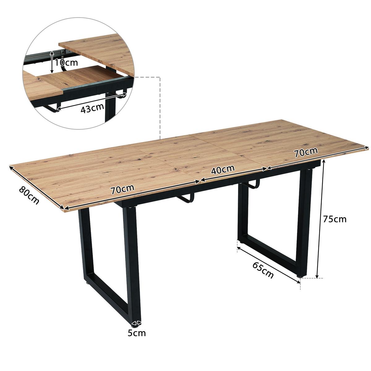 TISCHGRUPPE 5-teilig Ausziehtisch 140–180 cm U-Gestell & 4 Polsterstühle Vintage-Braun - Schwarz/Eiche San Remo, Holzwerkstoff/Textil (180/75/80cm) - Urban Meuble