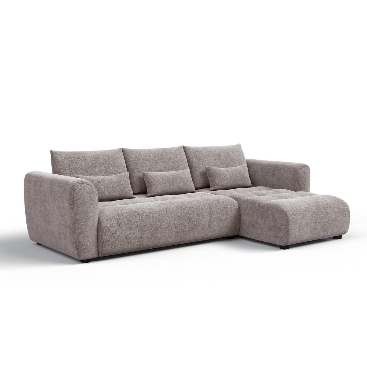 ECKSOFA SORENO 4-Sitzer, dunkelbeige - Beige/Schwarz, Holz/Textil (293/171cm) - Wozimo