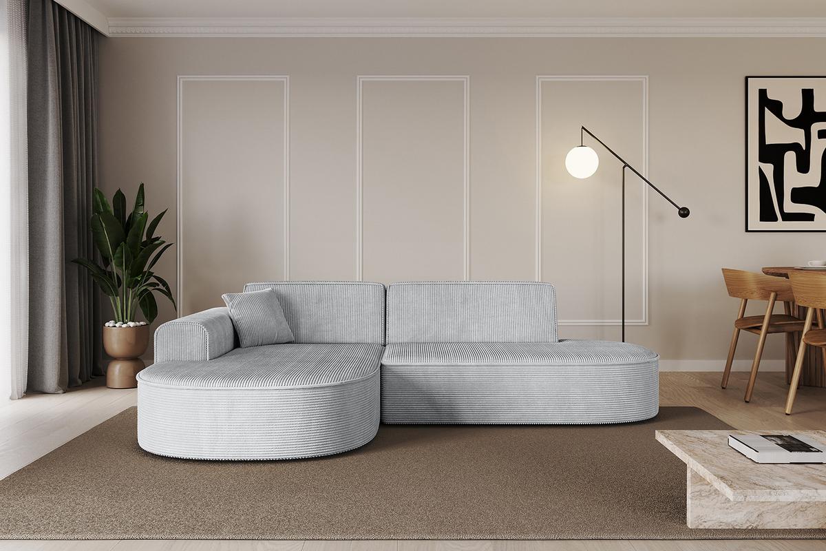 ECKSOFA Ottomane Links MARI-L1 - 243x171x79 cm Grau Cord - Schwarz/Grau, Holzwerkstoff/Kunststoff (163/234cm) - ALTDECOR