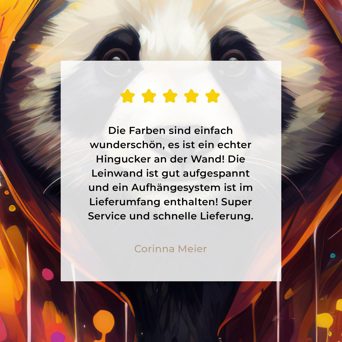 LEINWANDBILD Panda - Jacke - Graffiti - Orange Deko Groß 90x90 cm - Orange, Textil (90/90cm) - MuchoWow