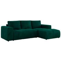 ECKSOFA MONIVA Dunkelgrün Velvet - Rechts - Dunkelgrün/Schwarz, Textil (266/164cm) - MKS