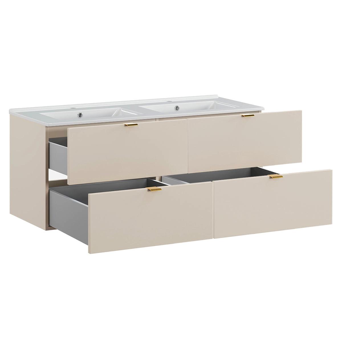 DOPPELWASCHTISCH 120cm Azel Kaschmir - Beige, Holzwerkstoff (120/50/46cm) - Petits-meubles