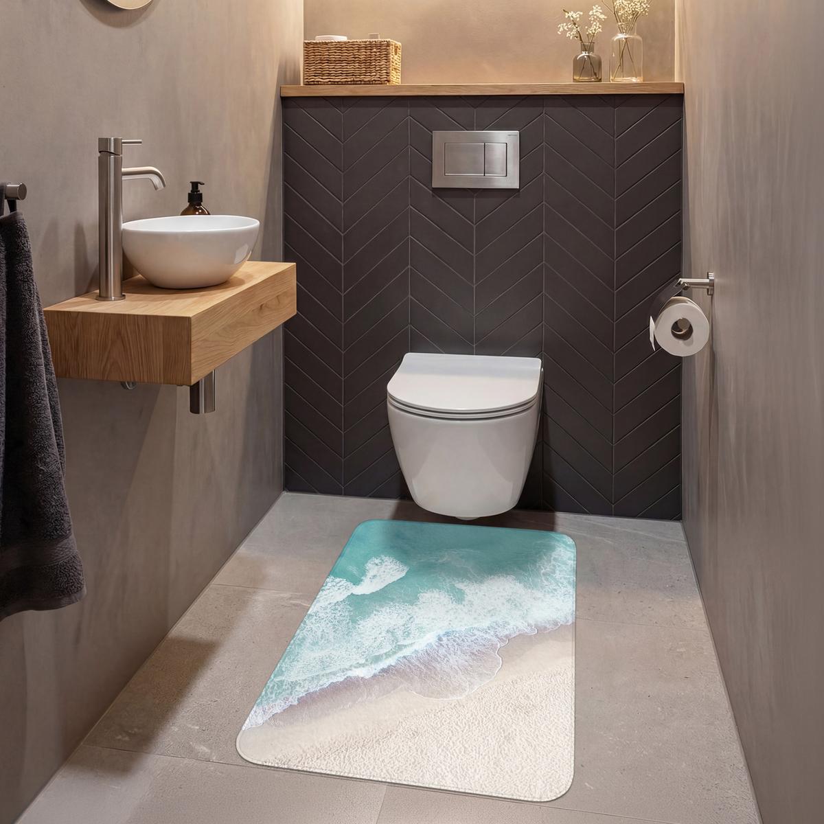 WC-VORLEGER Strand - Meer - Natur - Sommer Toilettenvorleger 60x90 cm - Türkis, Textil (60/1cm) - OnlyWow