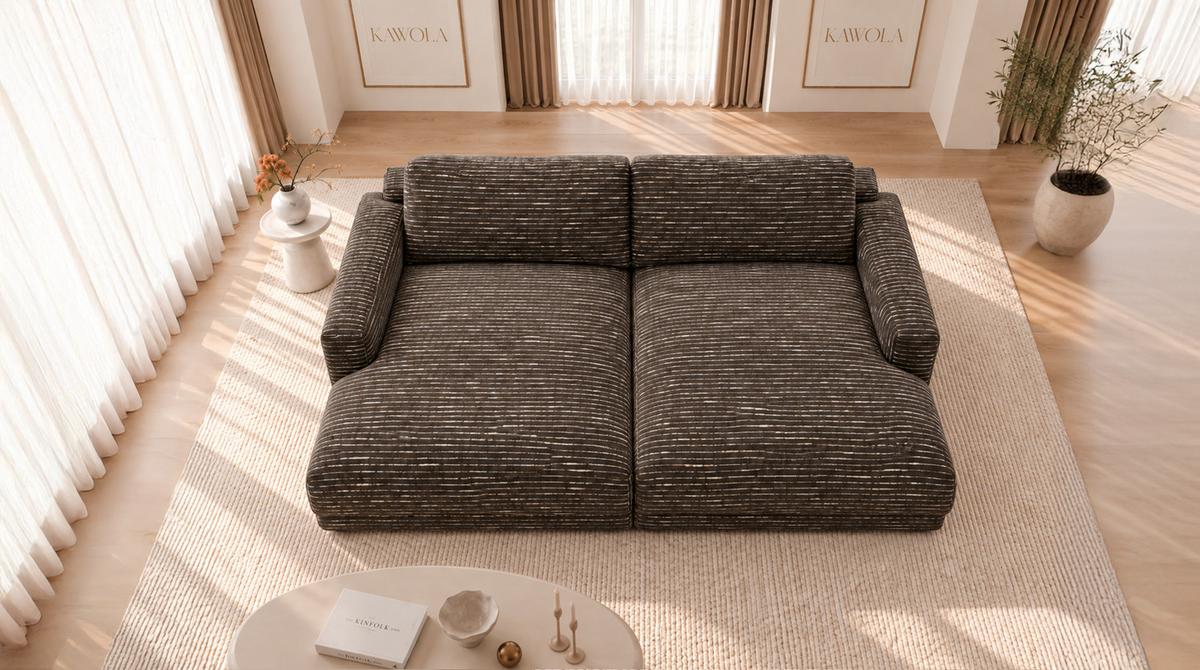 BIG SOFA MARLIN Braun Flachgewebe - Schwarz/Braun, Kunststoff/Textil (262/80/168cm) - KAWOLA