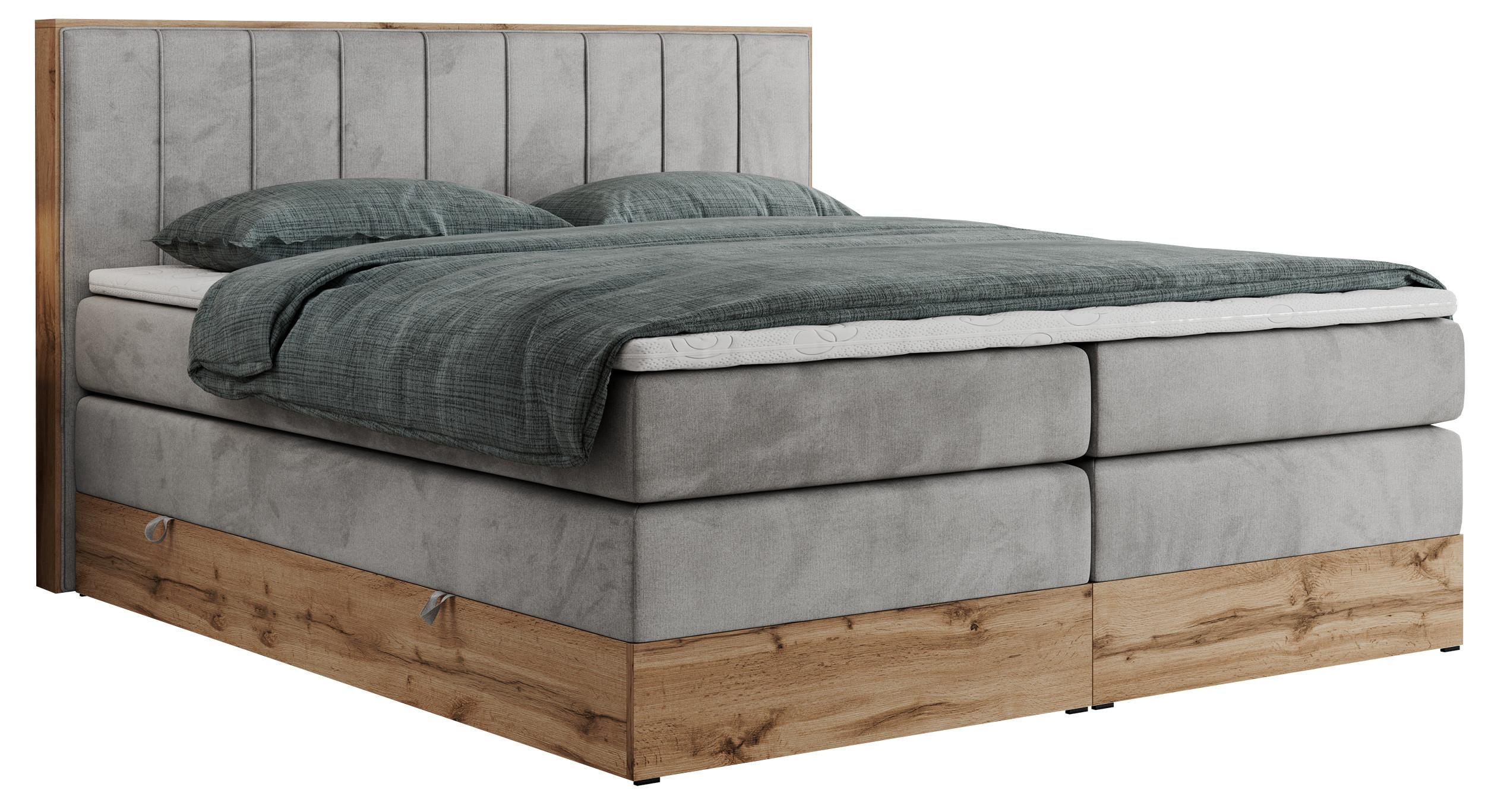 BOXSPRINGBETT BELLISSIMO KING 140/200 Hellgrau Velvet - H3 - Hellgrau, Holz/Textil (140/200cm) - MKS