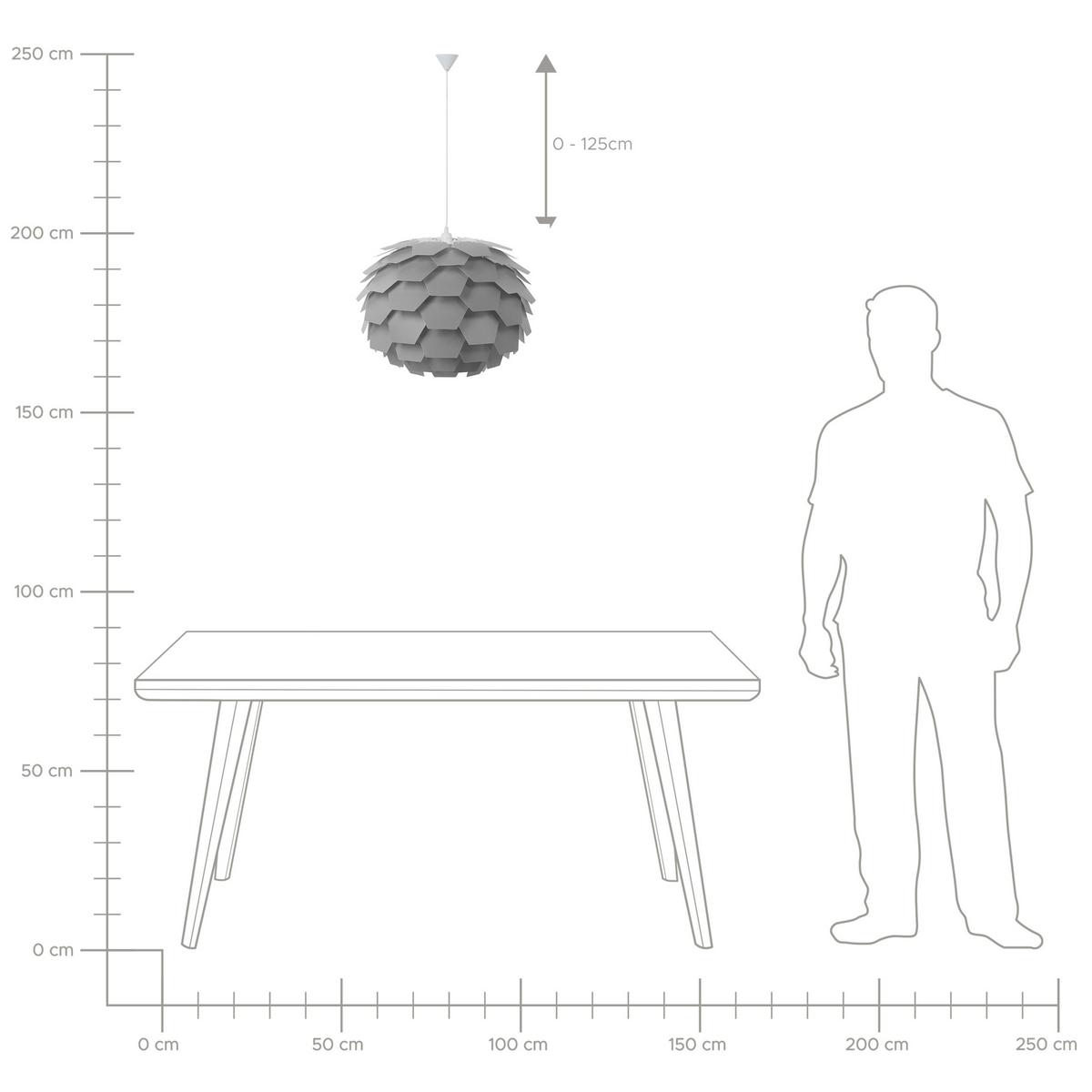 HÄNGELEUCHTE Segre 60/60/176 cm - Grau, Kunststoff (60/60/176cm) - Beliani
