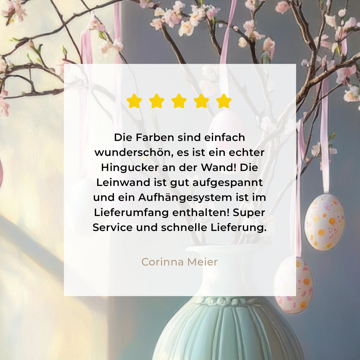 LEINWANDBILD Stillleben - Vase - Osterzweig Room Decor 30x40 cm - Hellblau, Textil (30/40cm) - MuchoWow