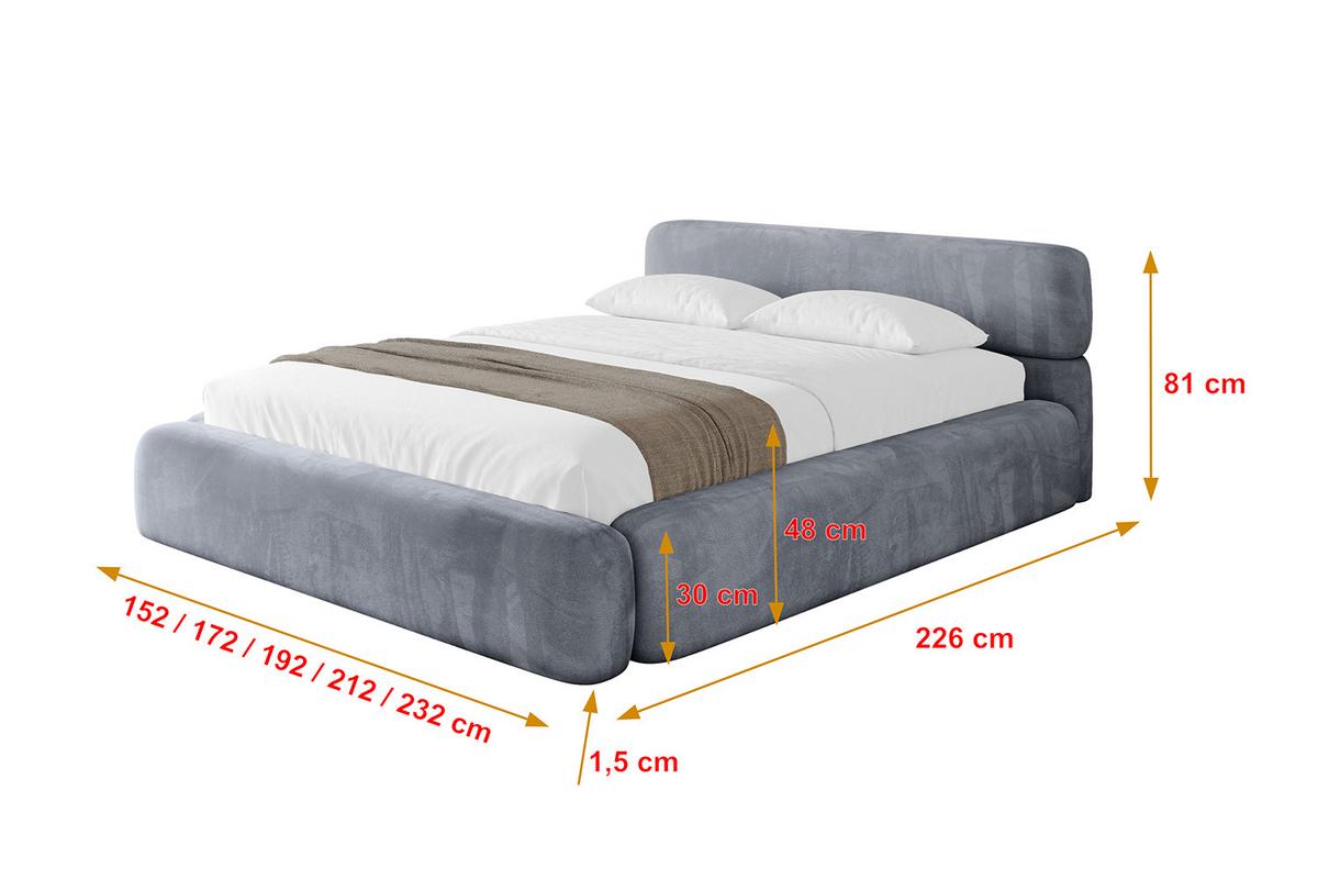 POLSTERBETT mit Bettkasten und Lattenrost, Bett mit Matratze H3/H4 - ENORA-V1 180x200 Grau - Grau, Holzwerkstoff/Textil (180/200cm) - ALTDECOR