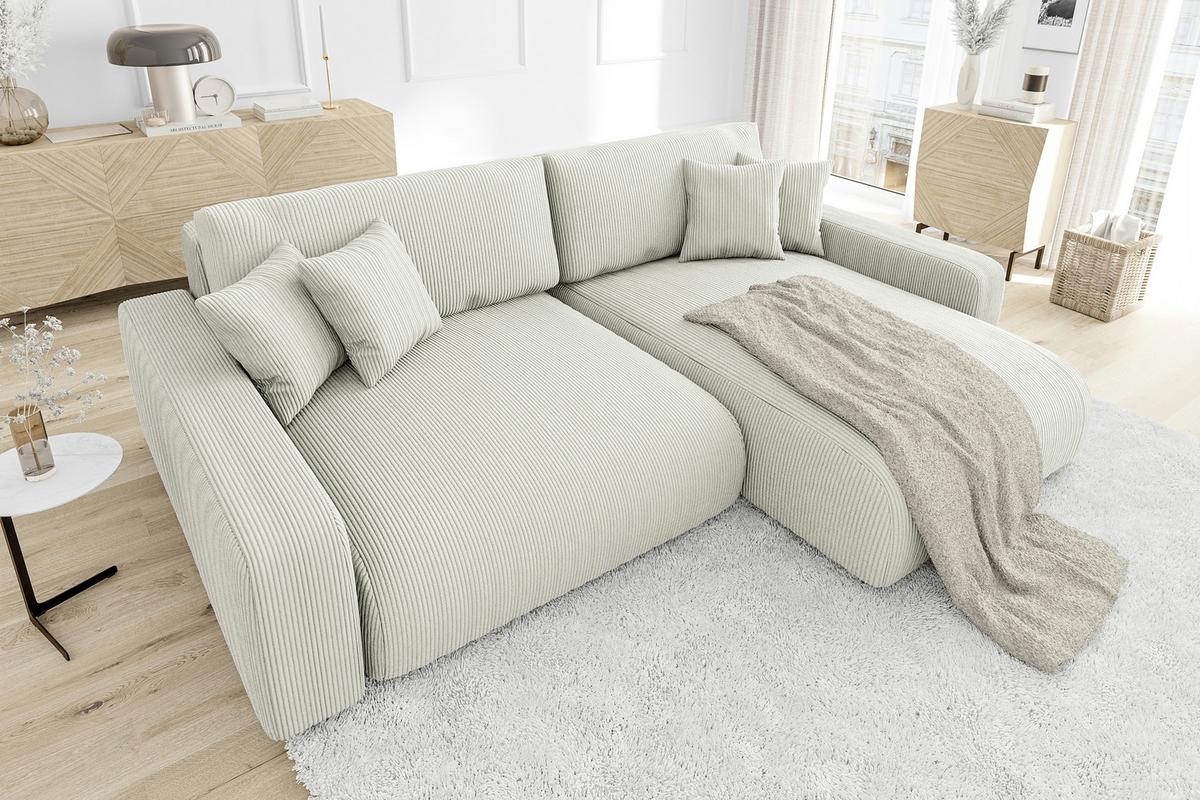 ECKSOFA Emma Beige Cord - Ottomane rechts - Beige, Textil (234/170cm) - S-Style Möbel