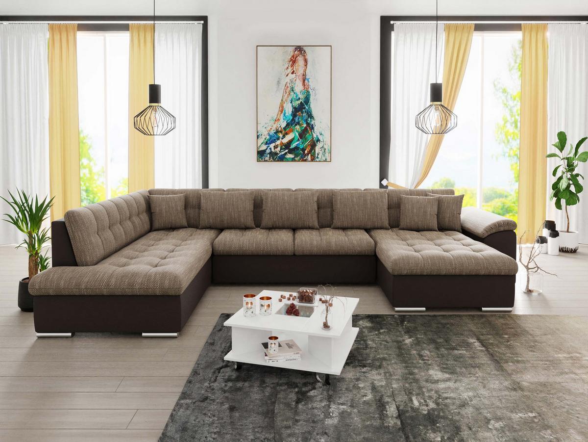 WOHNLANDSCHAFT Niko Bis, Seite: Rechts - Hellbraun, Holz/Textil (348/76/205cm) - MIRJAN24