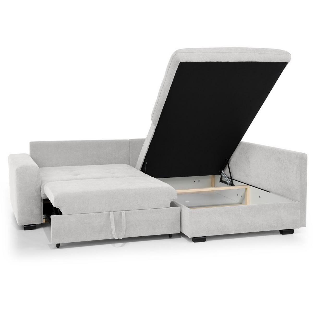ECKSCHLAFSOFA Ramo mit Bettkasten, Topper gratis, Beige, rechts - Beige/Schwarz, Textil (229/190cm) - Beautysofa