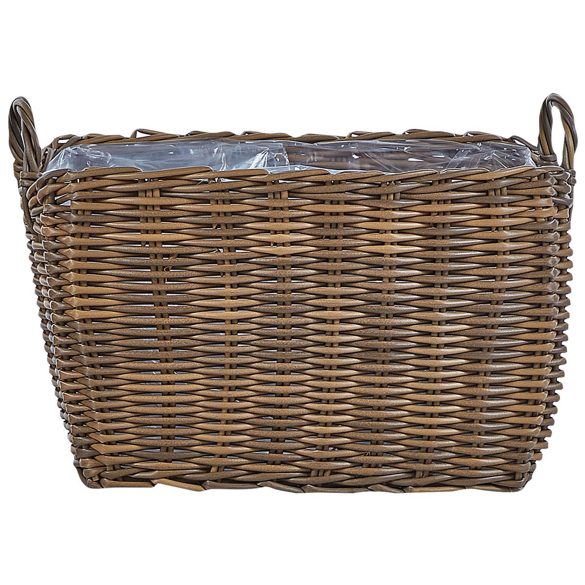 BLUMENKORB 2er-Set Rattan braun 59-50/53-44 cm Ormos - Braun, Kunststoff (44cm) - Beliani
