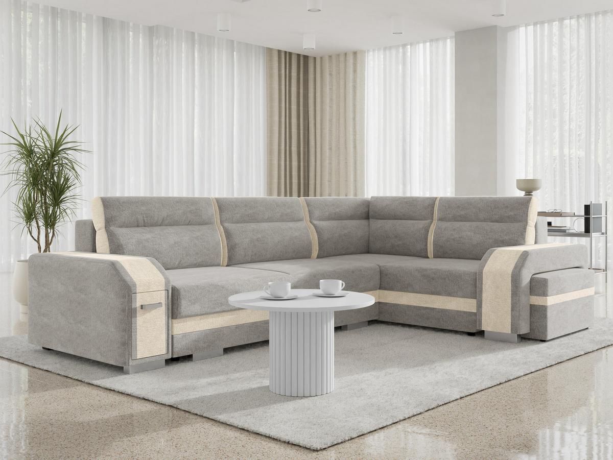 ECKSOFA Assan, Seite: Rechts - Chromfarben/Beige, Holz/Kunststoff (305/205cm) - MIRJAN24