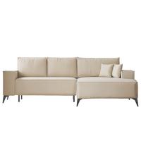 ECKSOFA OTIS Rechts, mit Schlaffunktion und Bettkasten, Creme - Creme, Textil/Metall (294/185cm) - Idohome