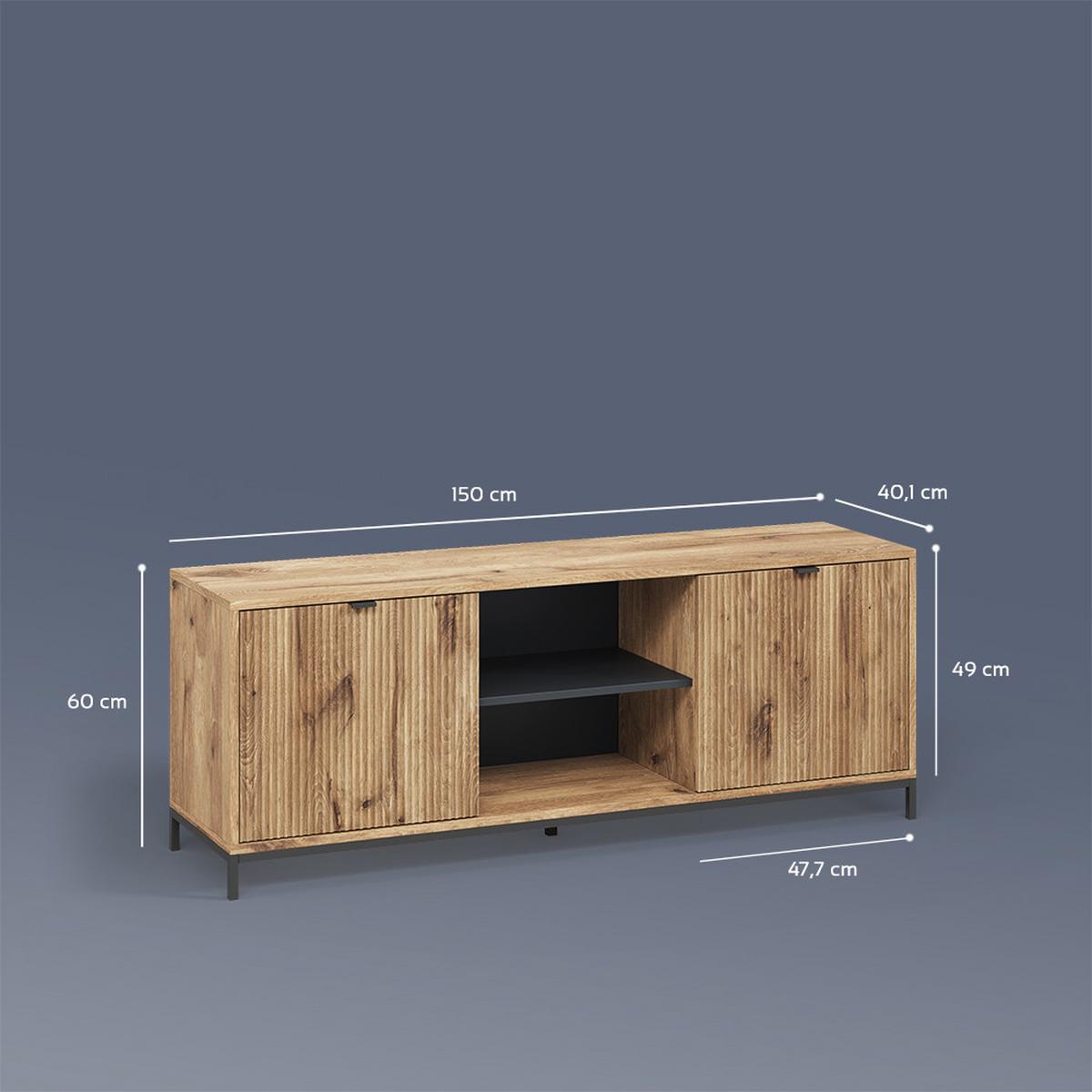 LOWBOARD Aterno Viking Oak 150 x 60 cm mit 2 Türen - Eichefarben, Holzwerkstoff (150/60/40.1cm) - Livinity®