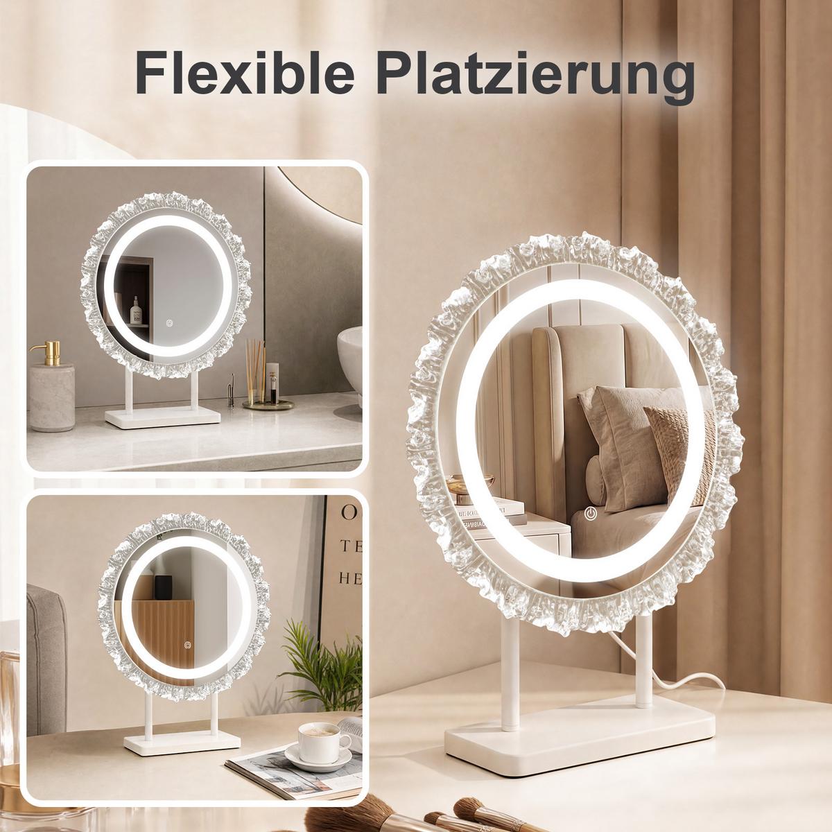 SCHMINKSPIEGEL Xandril 40/12/48 cm - Weiß, Glas (12/48/40cm) - ZMH