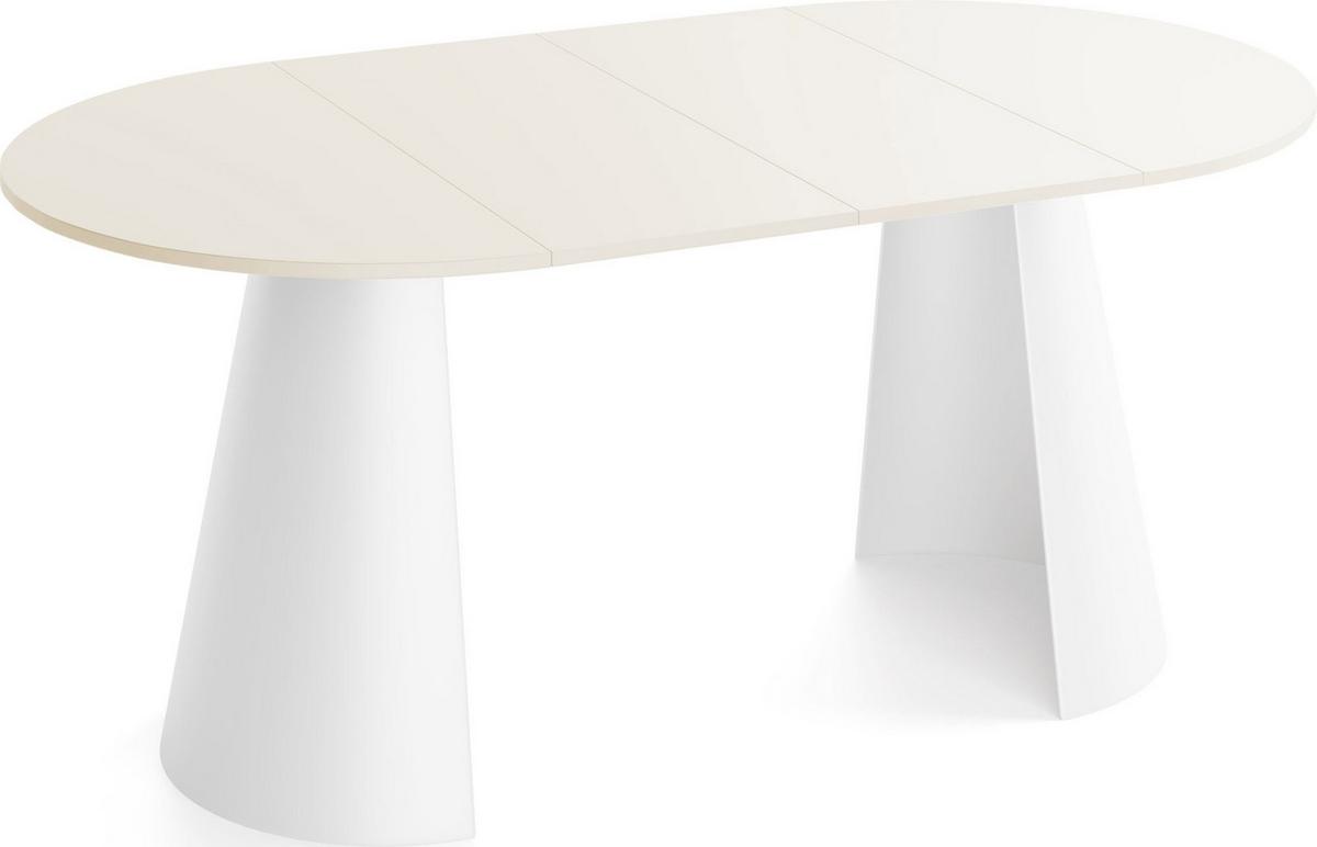 ESSTISCH Lamio runder ausziehbarer, Beige Cashmere 100-180/100/76 cm - Kaschmir/Beige, Holzwerkstoff/Metall (100/176/76cm) - WFL GROUP