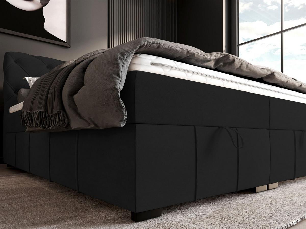 BOXBETT Gisel - Schwarz, Holzwerkstoff/Textil (120/200cm) - Fun Möbel