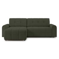 ECKSOFA Simolla Olivgrün links - Schwarz/Olivgrün, Kunststoff/Textil (268/180cm) - Selsey