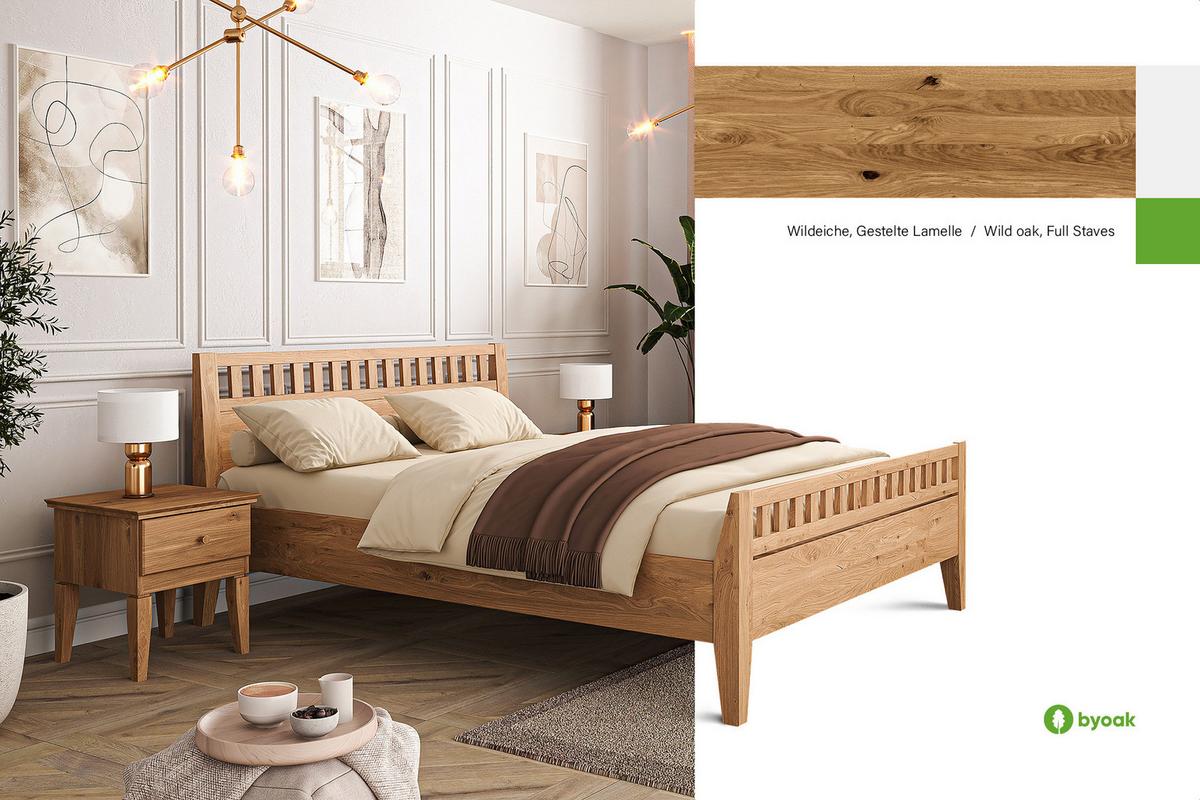 MASSIVHOLZBETT ELIAS 6 80x200 Wildeiche - Alteiche, Holz (80/200cm) - byoak