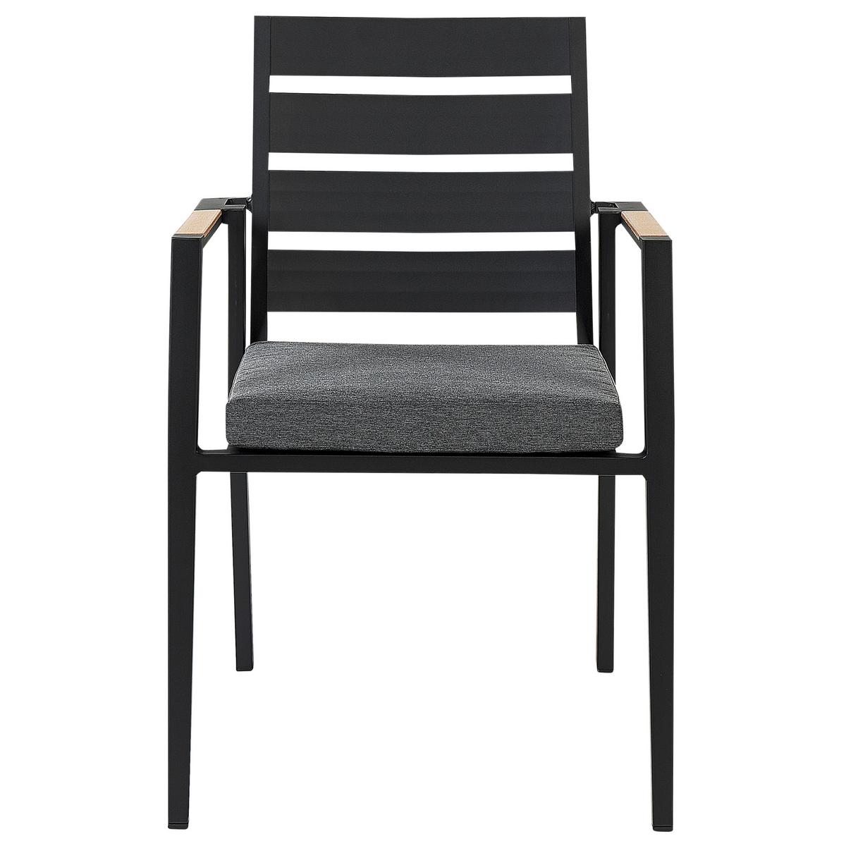GARTENMÖBEL SET 4-Sitzer Aluminium schwarz Auflagen grau Olmetto/Taviano - Hellbraun/Schwarz, Metall - Beliani