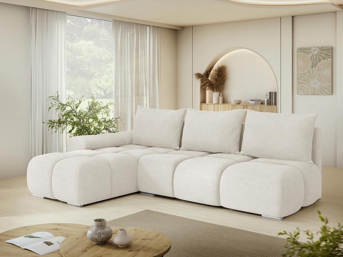 ECKSOFA Bestii, Seite: Links - Creme/Schwarz, Holz/Kunststoff (270/183cm) - MIRJAN24