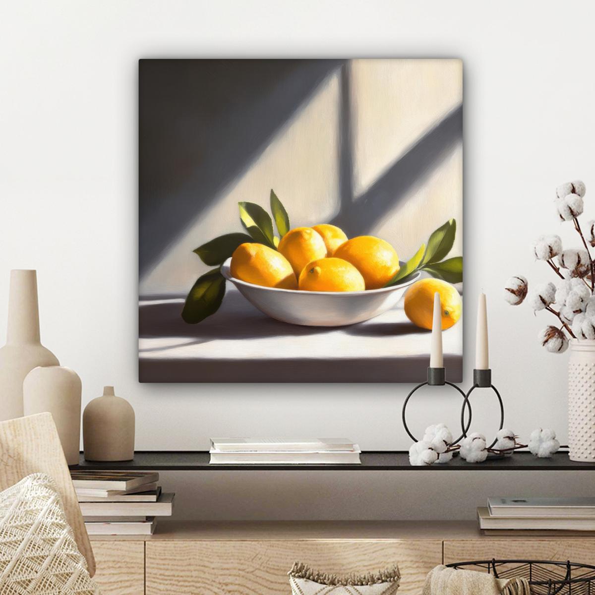 LEINWANDBILD Zitronen - Stilleben - Gelb Wandbild Wohnzimmer 50x50 cm - Gelb, Textil (50/50cm) - MuchoWow