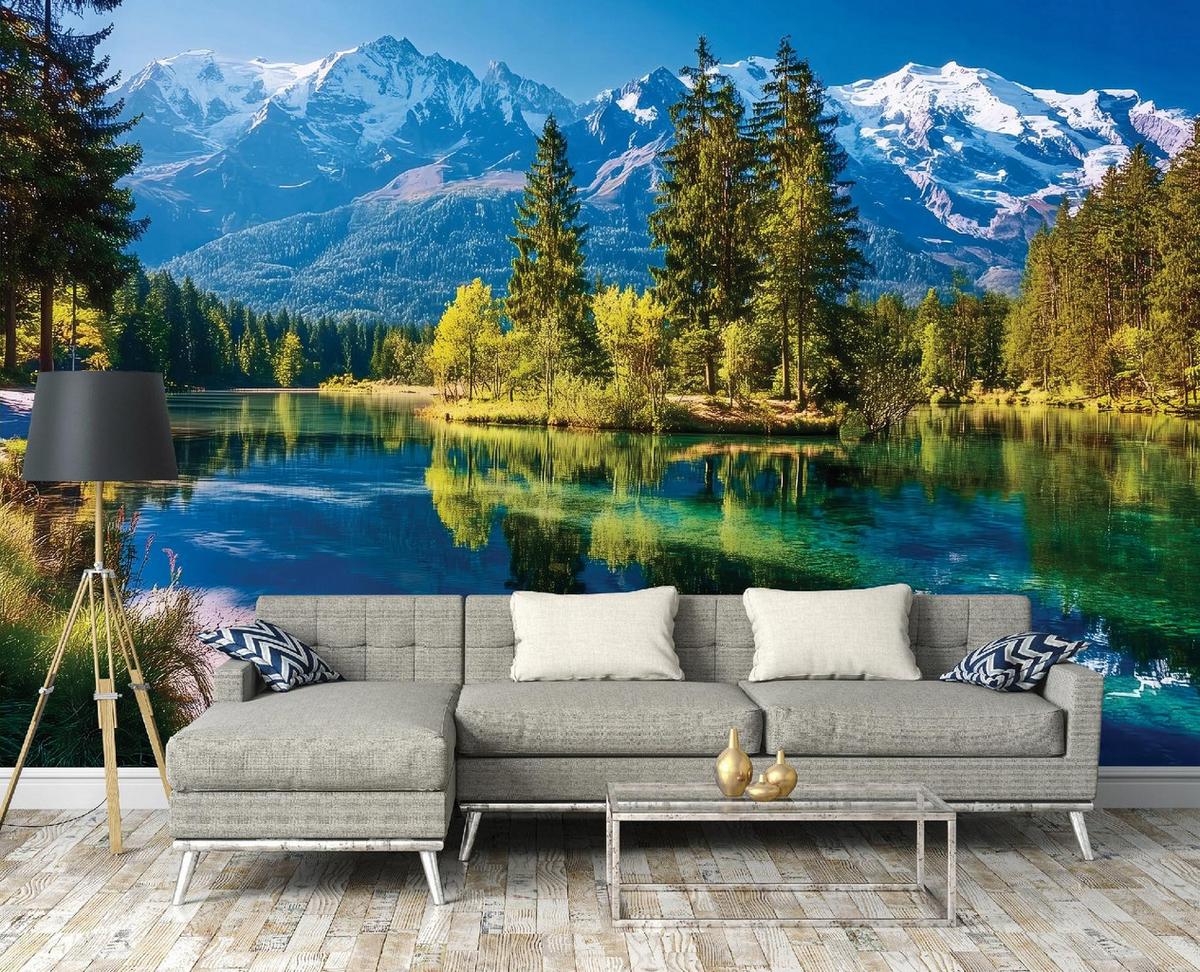 FOTOTAPETE Berge Natur Landschaft Wohnzimmer 200x140 - Multicolor, Papier (200/140cm) - Wallarena