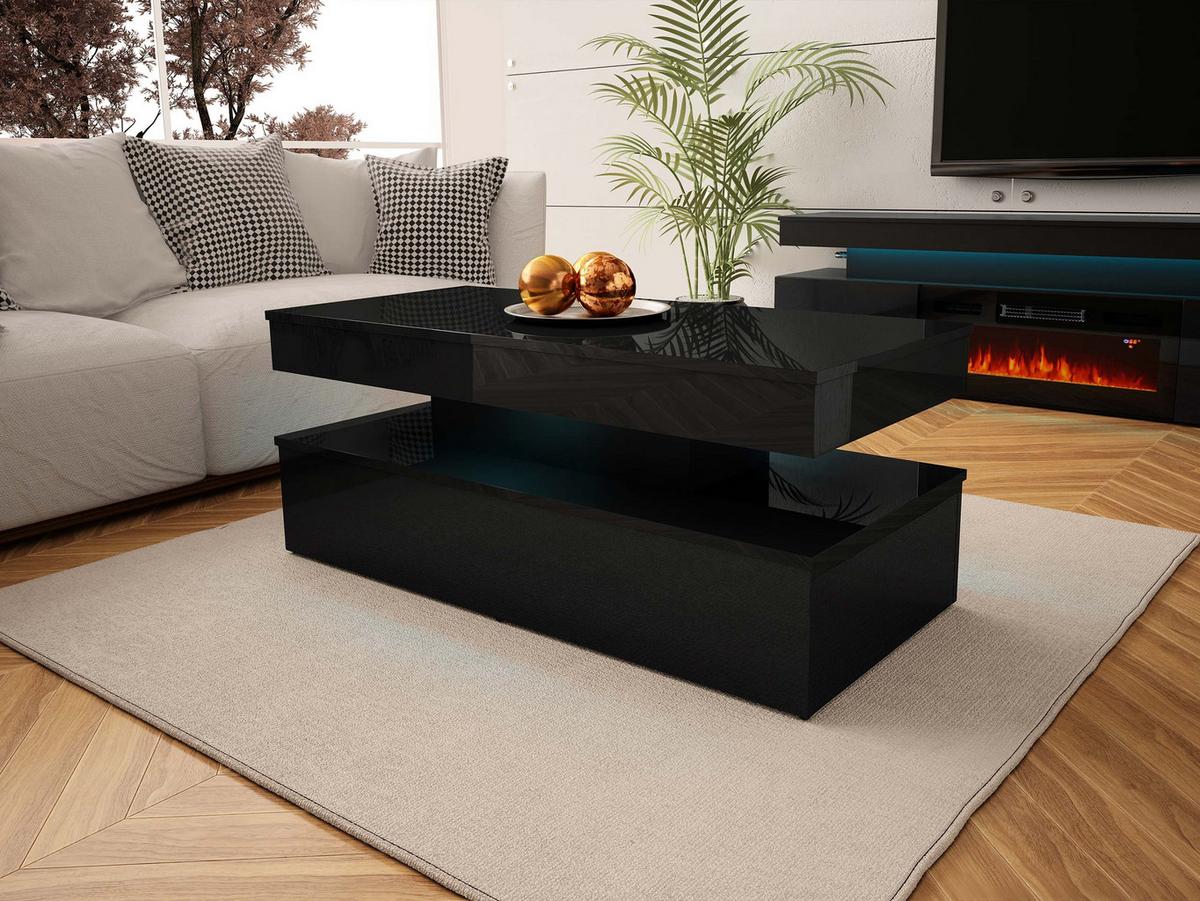 COUCHTISCH 120 Glossa 01 - Schwarz, Holzwerkstoff/Kunststoff (55/120/50cm) - MIRJAN24