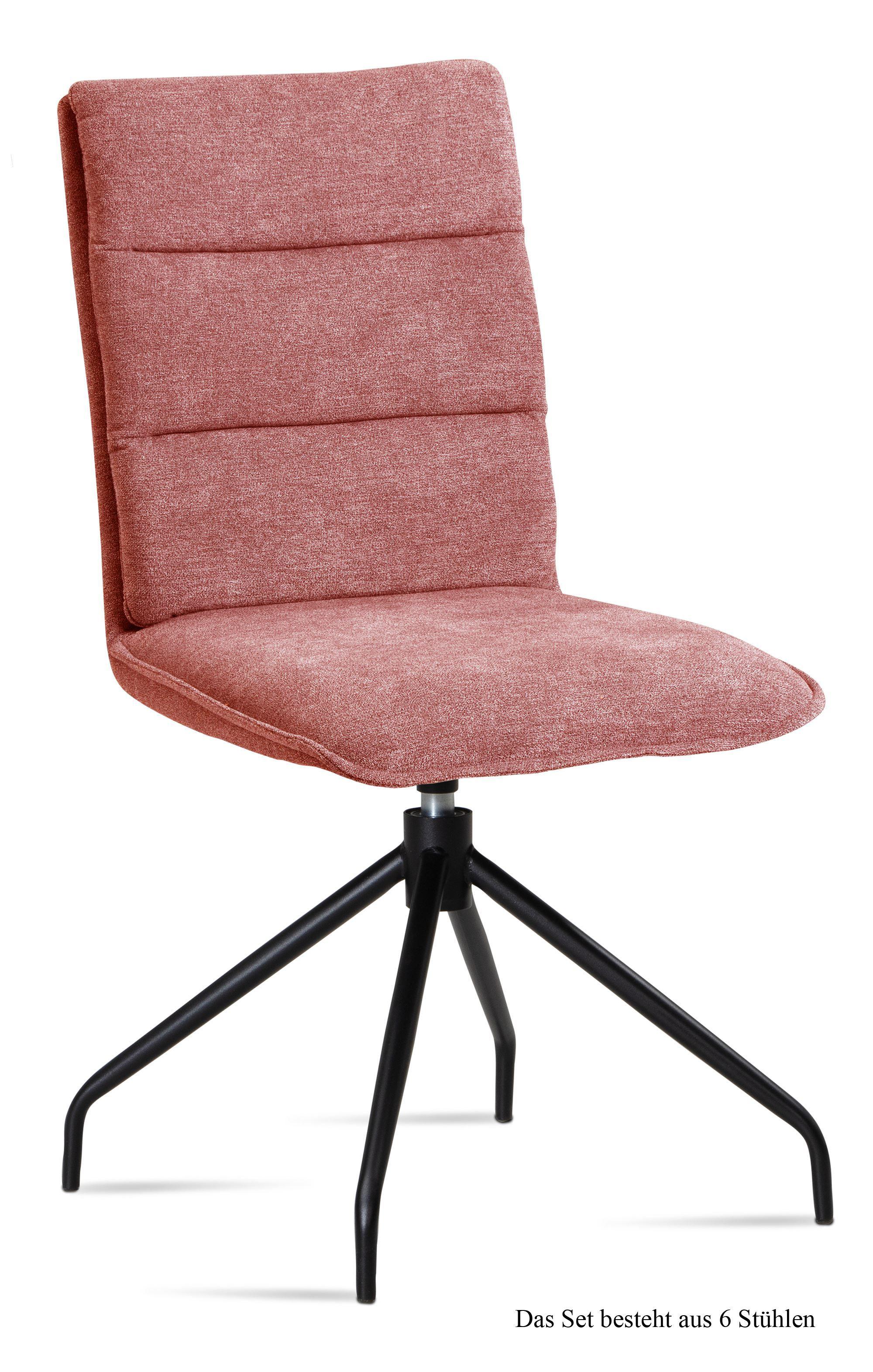 ESSZIMMERSTUHL drehbar (6er-Set) Donata 47x92x60 Schwarz/Rosewood - Dunkelrosa/Schwarz, Kunststoff (60/92/47cm) - 58aufmkessel