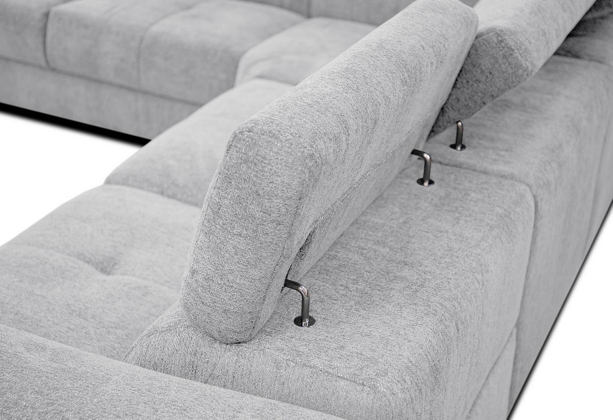ECKSOFA CALVERA 5-Sitzer mit 1 Relaxfunktion, hellgrau - Hellgrau, Holzwerkstoff/Textil (239/298cm) - Wozimo