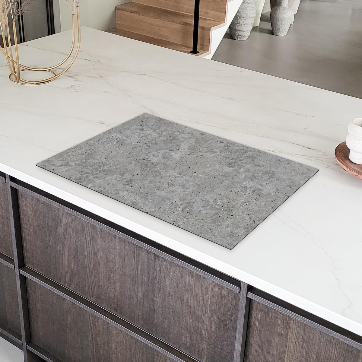 HERDABDECKPLATTE Beton - Schiefer - Grau - Struktur aus Beton Induktionsmatte 81x52 cm - Hellgrau, Kunststoff (81/52/0.2cm) - MuchoWow