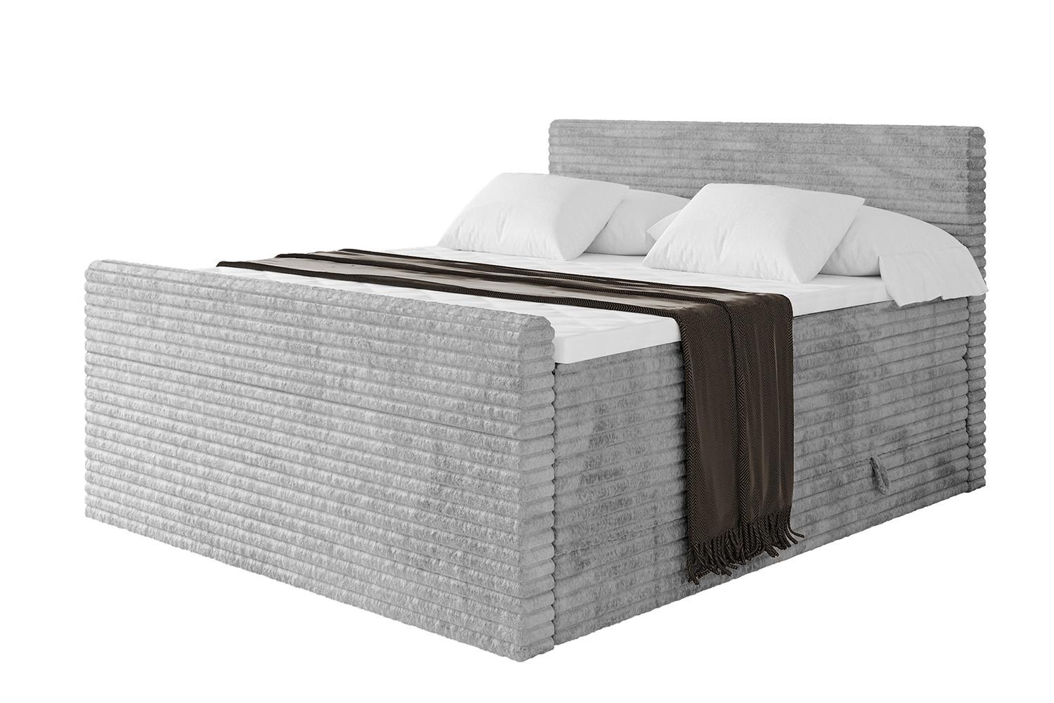 BOXSPRINGBETT mit Matratze H3|H4 und Lattenrost - TOLO-Z KING-v1 140x200 Cord - Hellgrau - Hellgrau, Holzwerkstoff (140/200cm)
