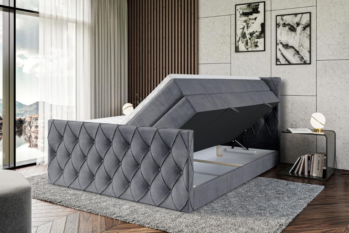 BOXSPRINGBETT AMAY-Z KING - 140x200 - H3/H4 - Dunkelgrau - Dunkelgrau, Holzwerkstoff (140/200cm) - ALTDECOR