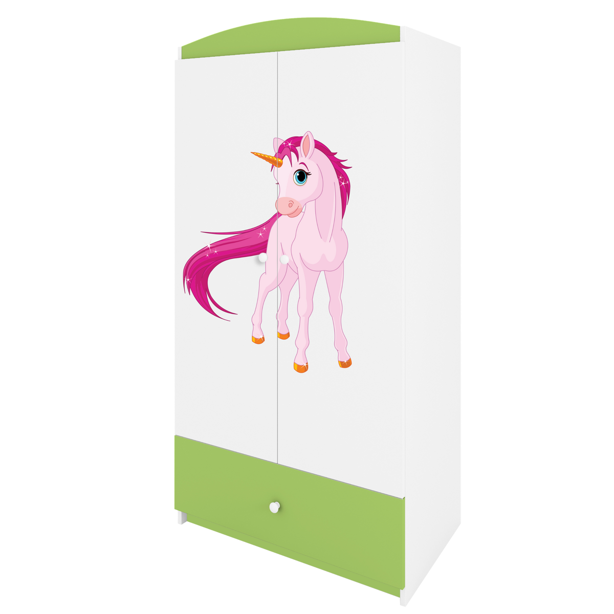 KINDERKLEIDERSCHRANK Einhorn - Grün, Holzwerkstoff (90/175/52cm) - RAUMHIRSCH FURNITURE