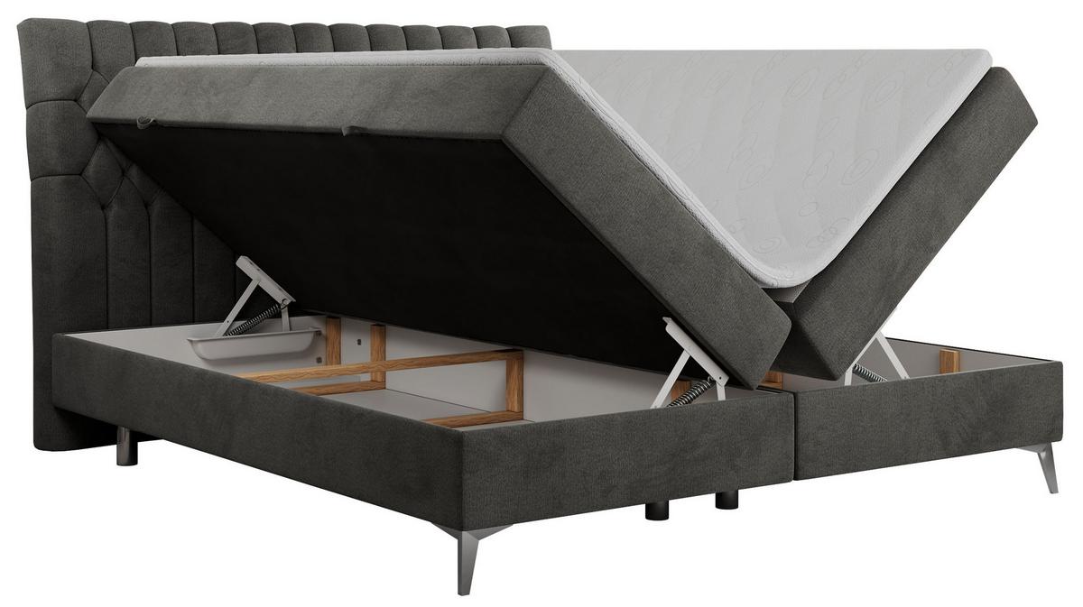 BOXBETT MILEN 120/200 Dunkelgrau Velvet - H3 - Dunkelgrau, Holz/Textil (120/200cm) - MKS