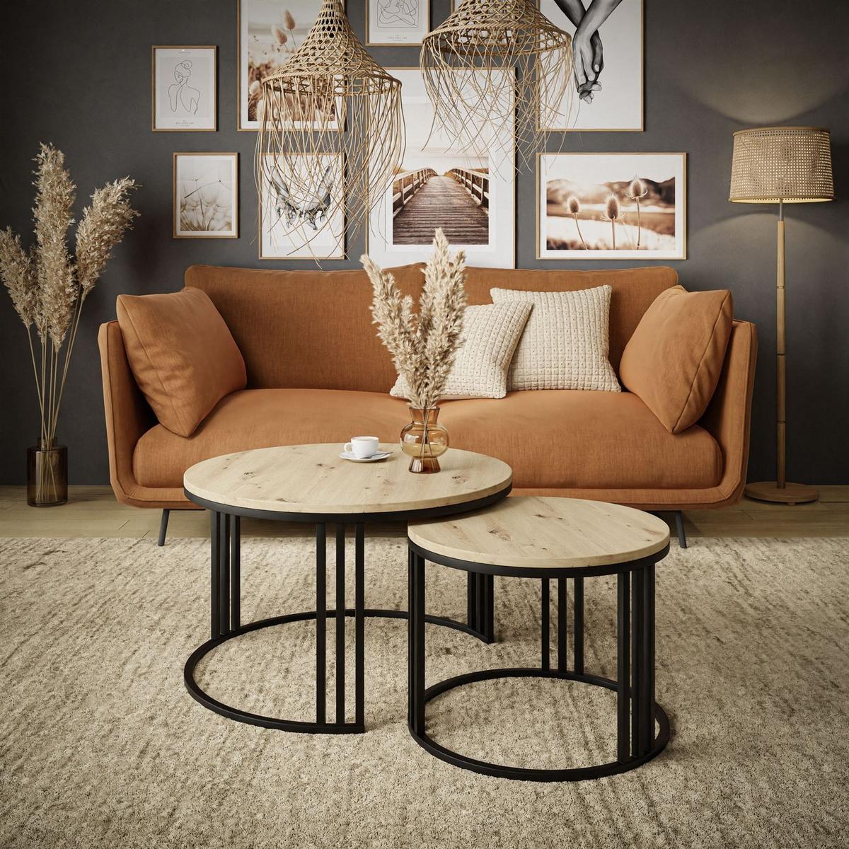 COUCHTISCH 2 in 1 LORI LOFT - Hellbraun, Holzwerkstoff (70/70/48cm) - Lookway