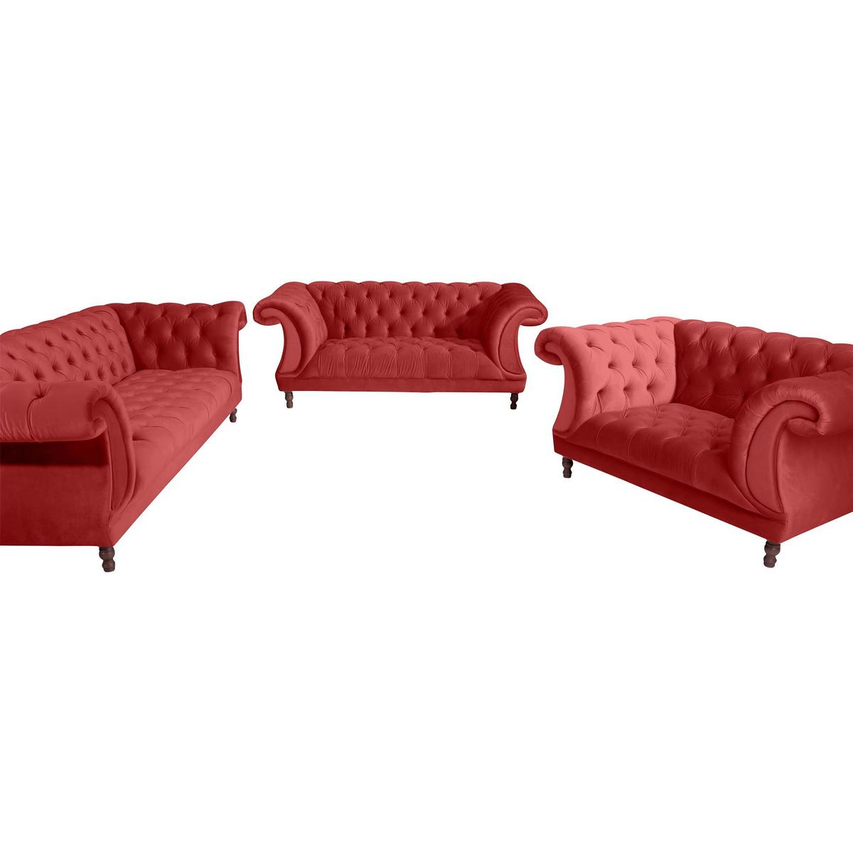 CHESTERFIELD Sessel Kaylin Samtvelours ziegel - Dunkelrot, Kunststoff (100/80/167cm) - 58aufmkessel