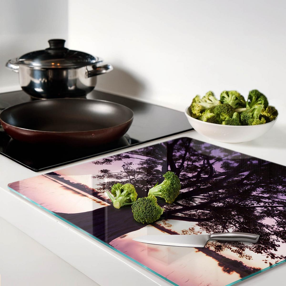 GLASPLATTE 60x52 cm Baum und See - Schwarz, Glas (60/0.4/52cm) - TULUP