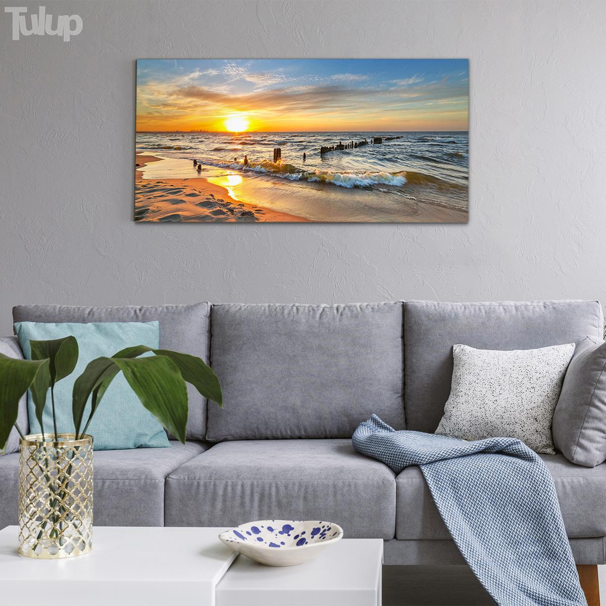GLASBILD 100x50 cm Strand - Beige, Glas (100/50cm) - TULUP